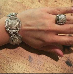 Fashion silver bracelet and ring set