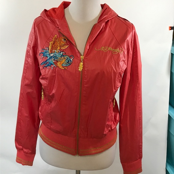 Ed Hardy Jackets & Blazers - Ed Hardy mermaid orange jacket size medium
