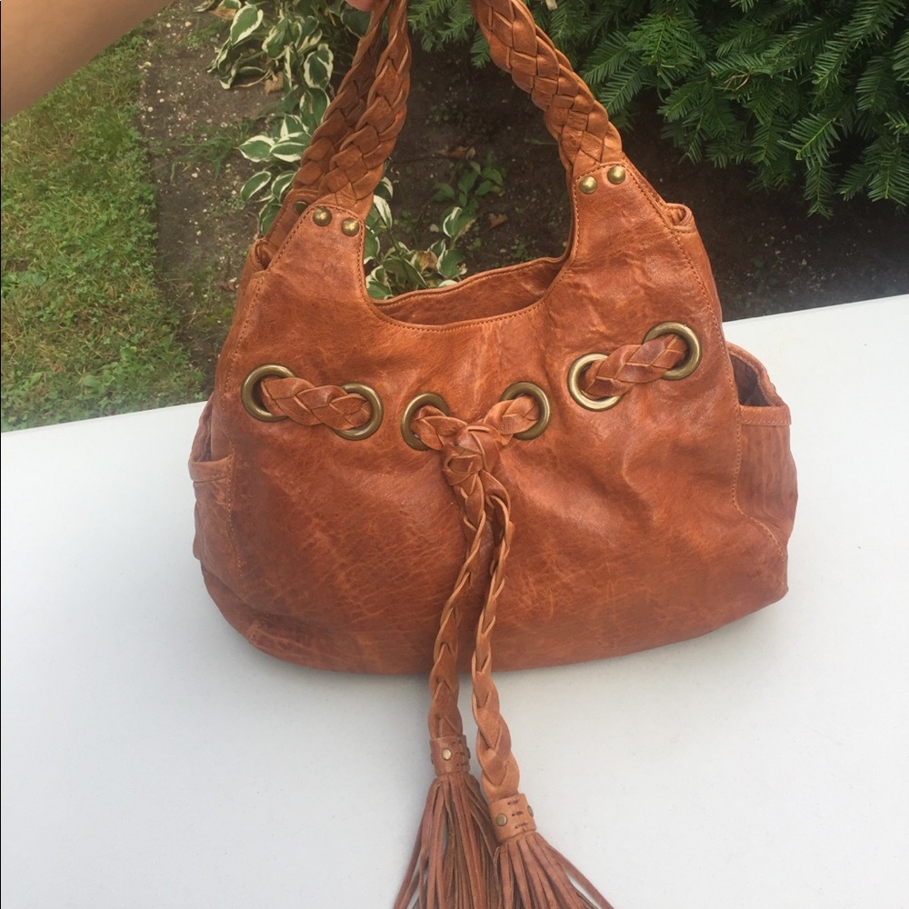 Kooba leather shoulder bag, braided strap.