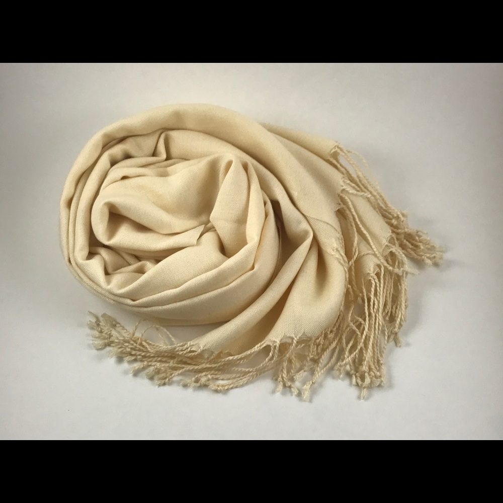 Cream Colored Fringed Scarf