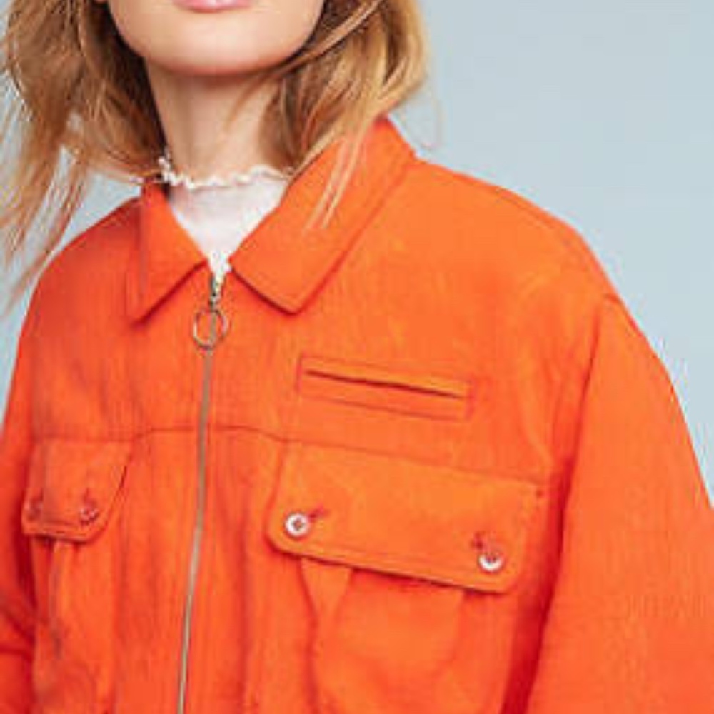 🎉HP🎉Cartonnier Anthropologie Orange Jacket Sz L - Picture 2 of 8