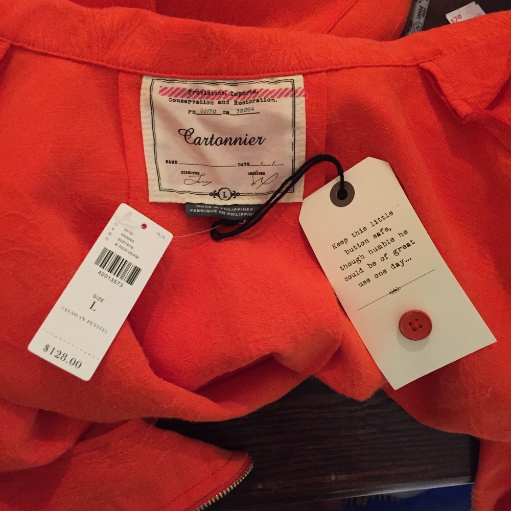 🎉HP🎉Cartonnier Anthropologie Orange Jacket Sz L - Picture 8 of 8