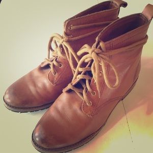 Leather hiking boots
