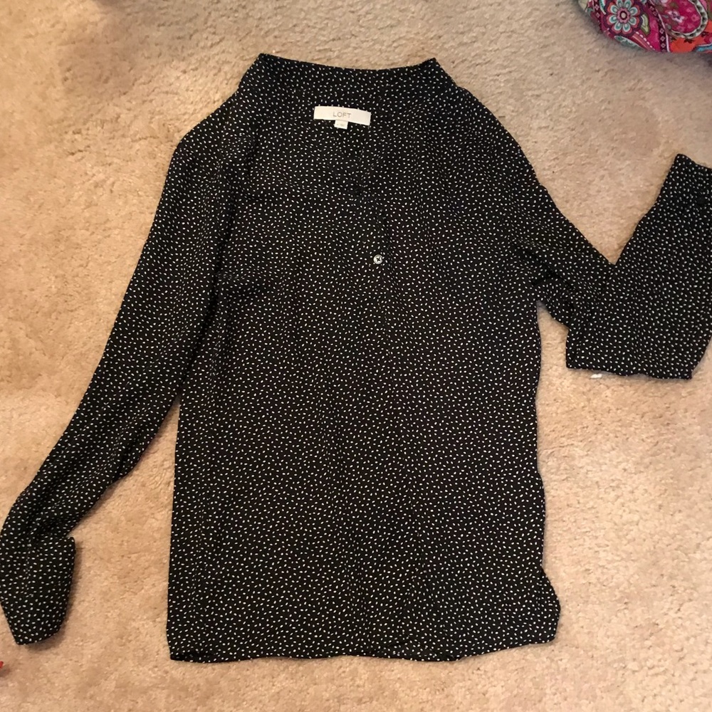 Loft blouse size medium, black with white spots