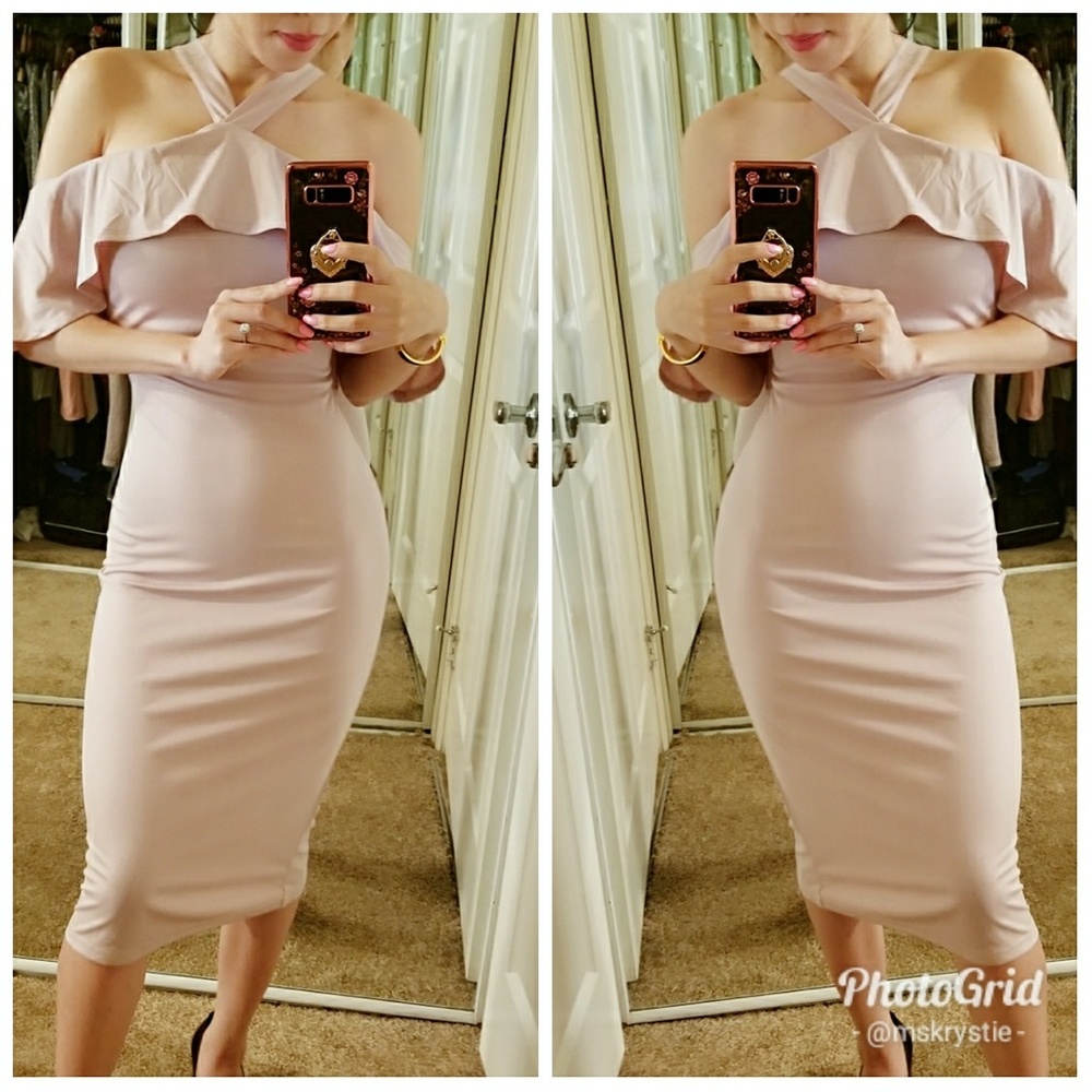 🔥Last M• Cold Shoulder Midi Dress - Picture 4 of 5