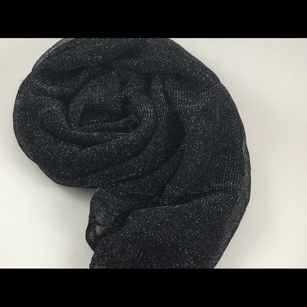 Sheer with Glitter Black Scarf