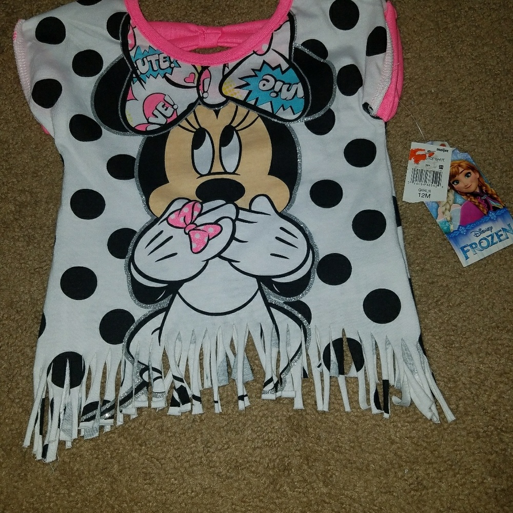 Minnie mouse shirt.