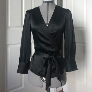 DVF Black silk wrap blouse