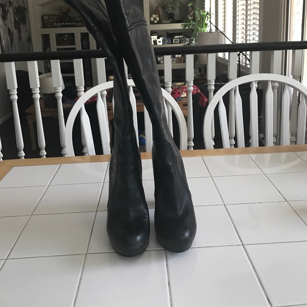 Black platform boots.