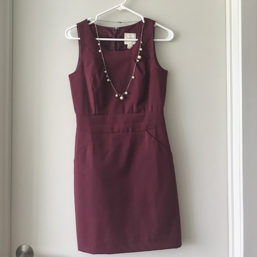 J. Crew maroon suiting dress with pockets sz 2