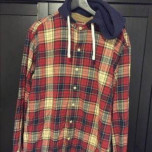Plaid Polo Hooded Shirt