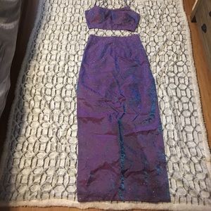Purple iridescent prom dress. Two piece.