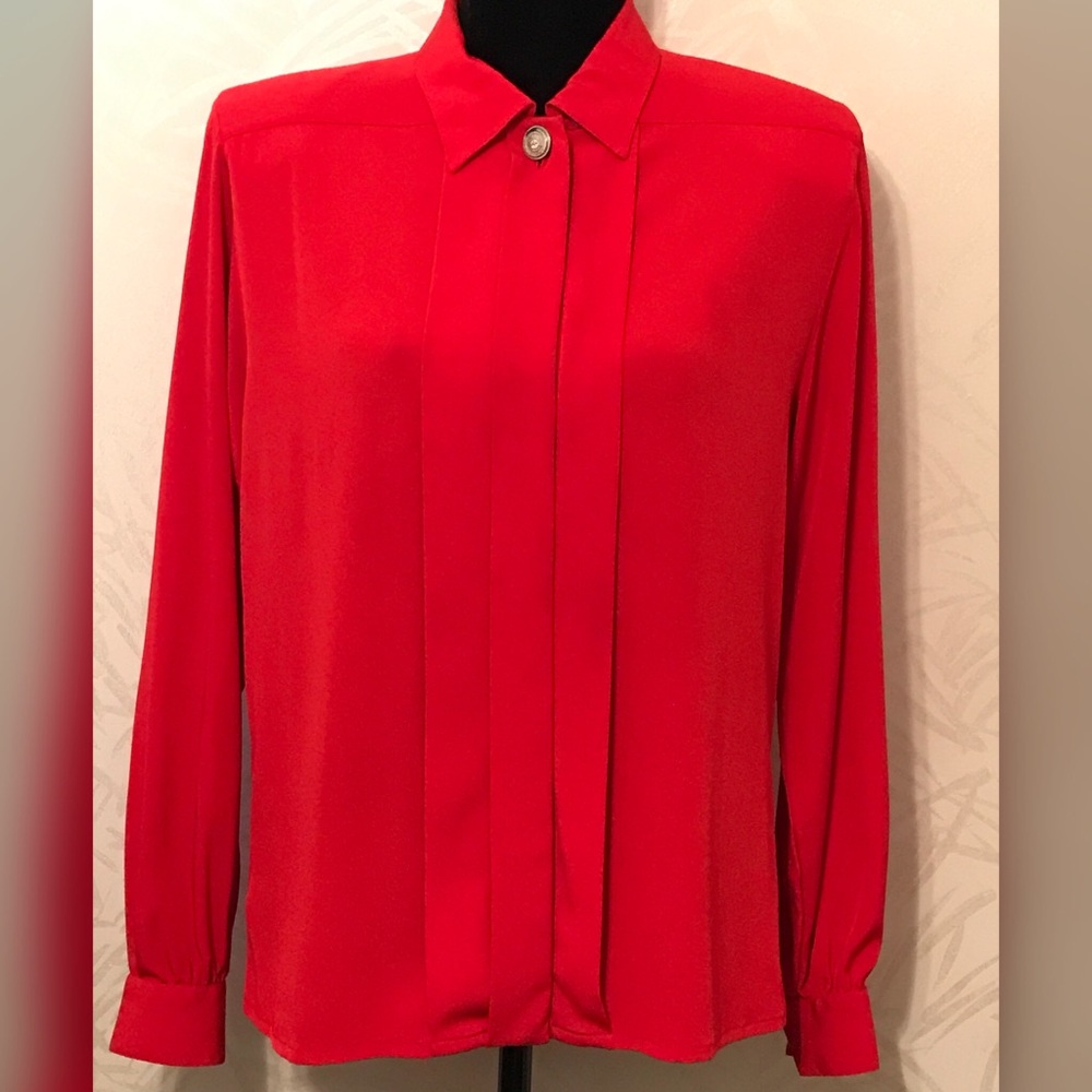 Liz Claiborne Red Button Down Blouse Size 8