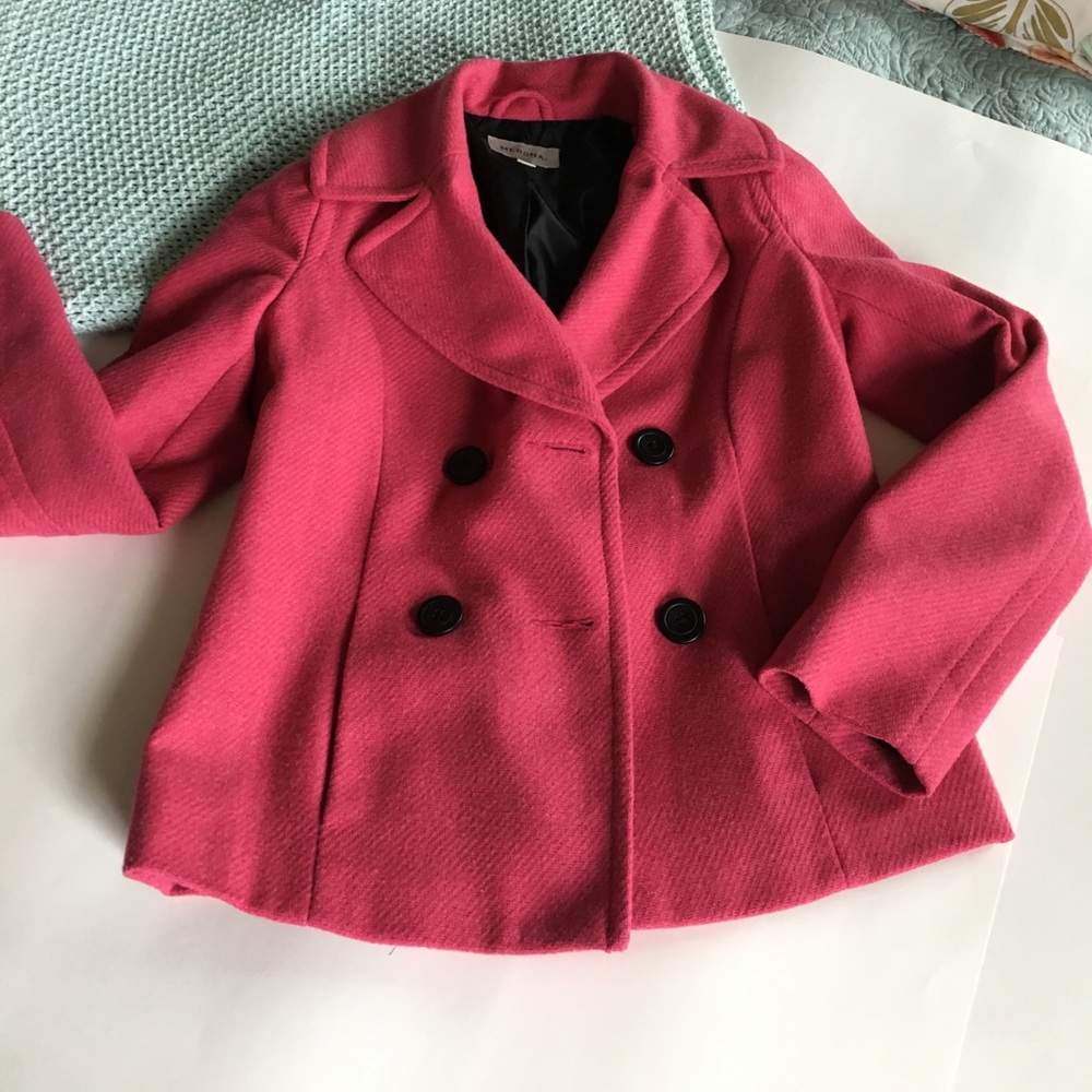 Lipstick pink pea coat. Size small.  Fully lined.