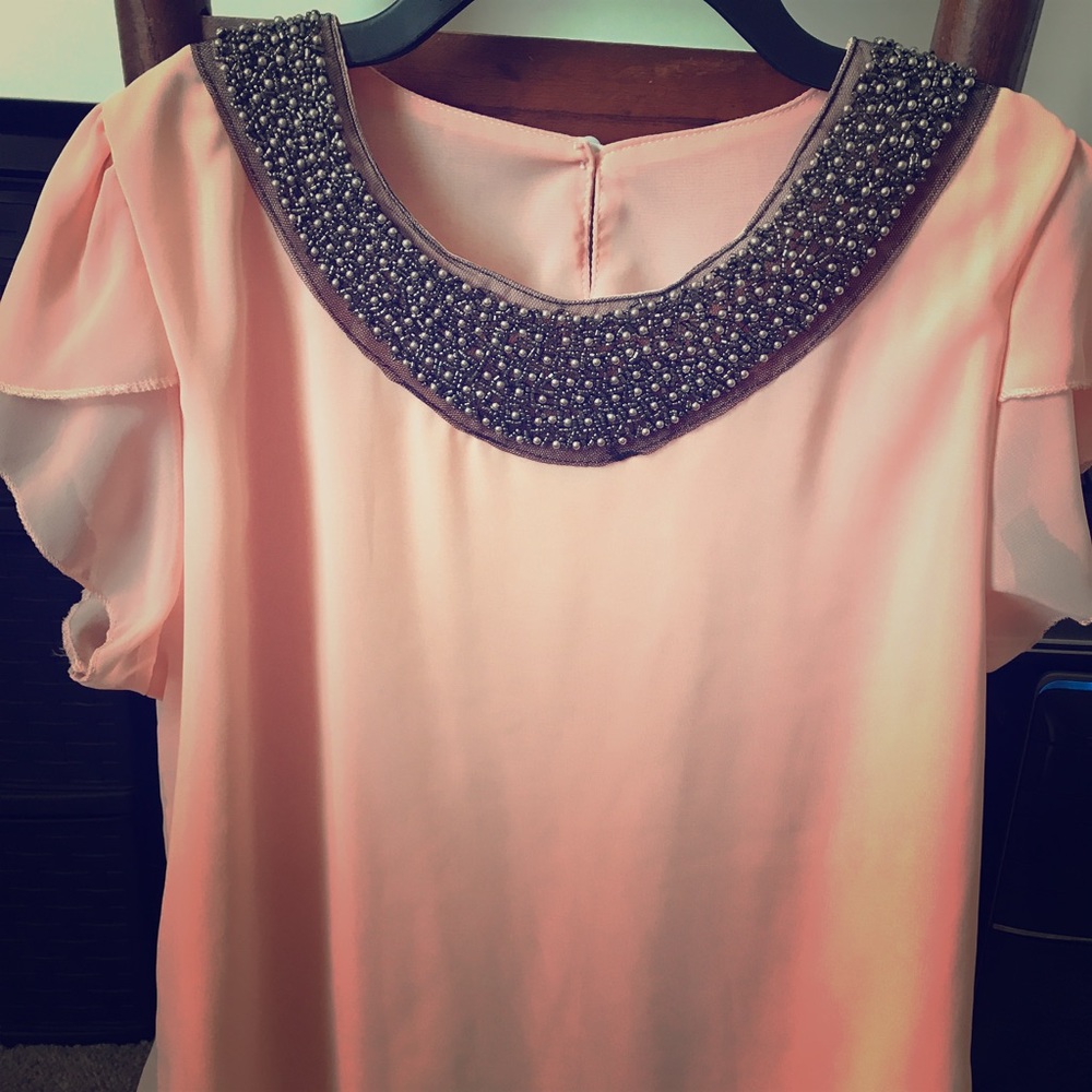 Peach short sleeve blouse