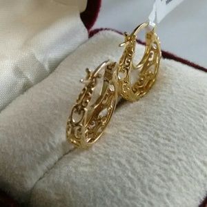 14K YG over Ster. Silv. Basket Hoop Earrings 3.3 g