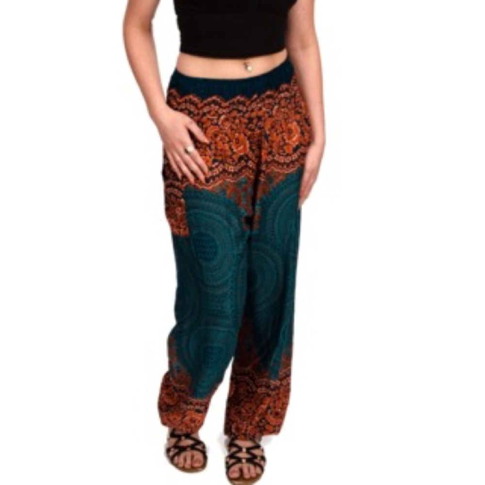 Orange honeycomb Harem Pants