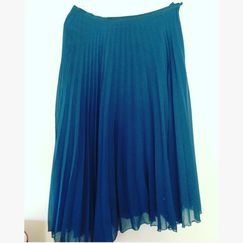 Teal midi pleated chiffon skirt