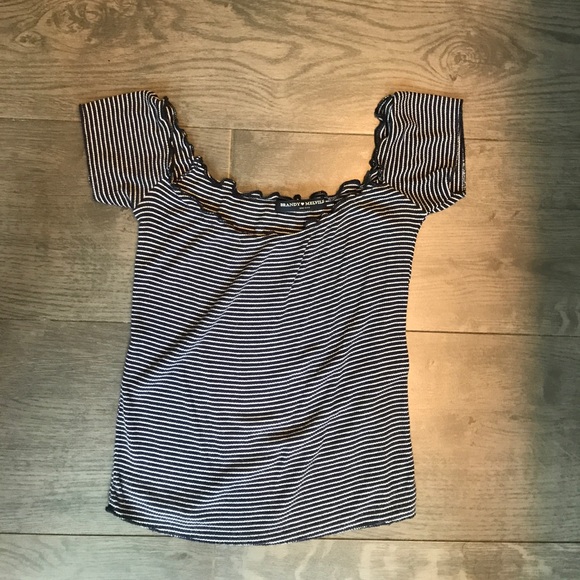 Cute off the shoulder stripped brandy Melville top - Picture 2 of 3