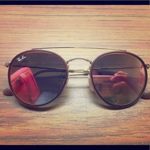 Round Double Bridge pink frame/lens Ray Bans