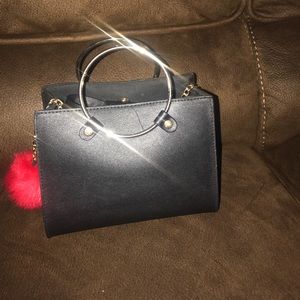 Real leather black purse