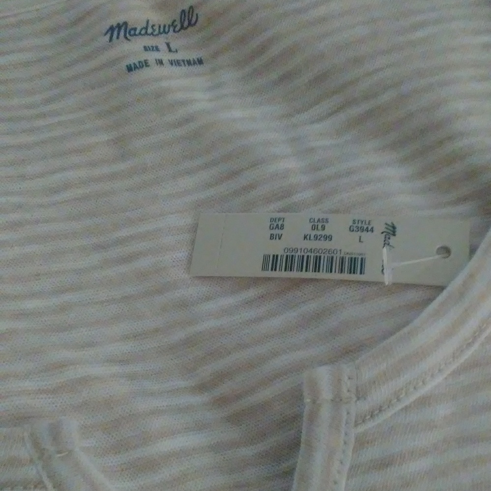 BNWT Madewell striped split neck tee t-shirt large