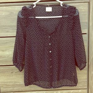 Printed blouse with ruffle sleeves