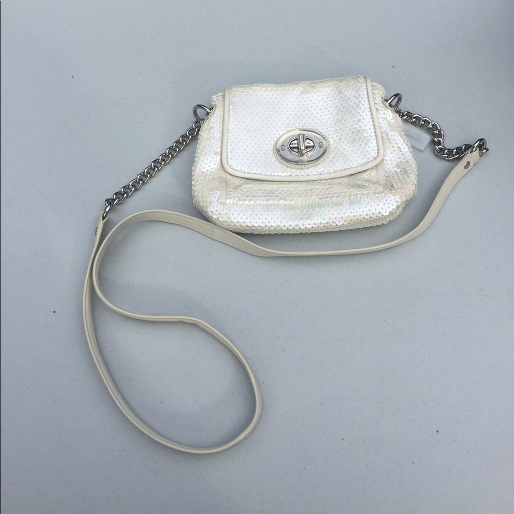 Coach sequin crossbody with turnlock closure