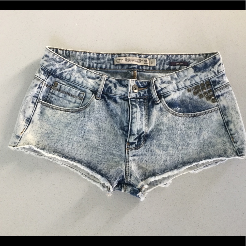 ZARA TRIFALUC short denim shorts with studs SZ 6