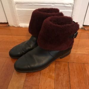 UGG booties with shearling cuff.