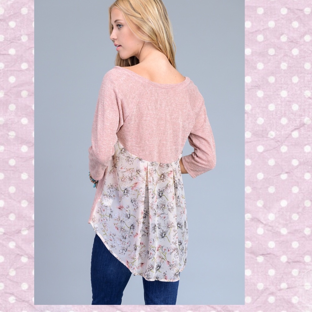 Haley Floral Back, Hi-Lo Sweater! Wholesale price.