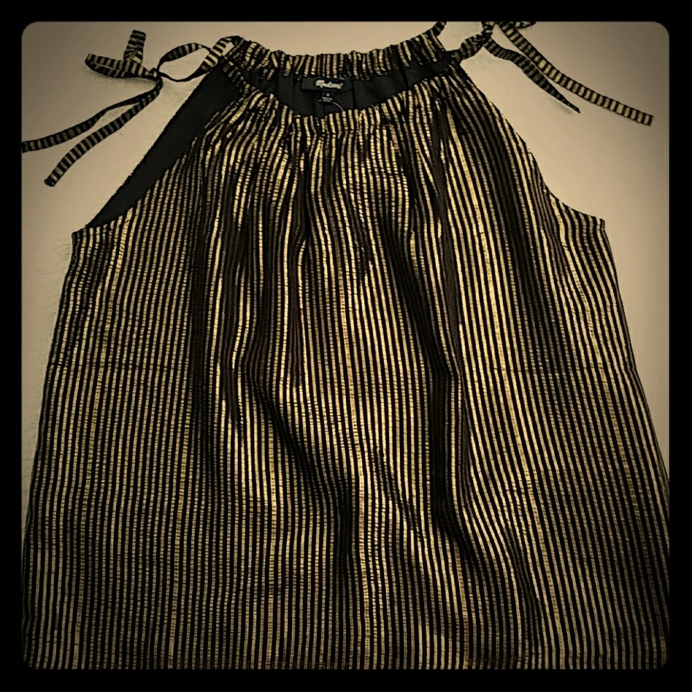 Gold foil & black pin stripe Top