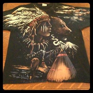 Vintage Liquid Blue brand Native American t shirt