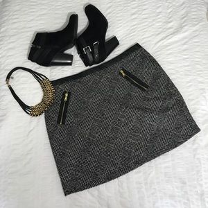 Express Tweed Skirt w/ faux leather trim 8