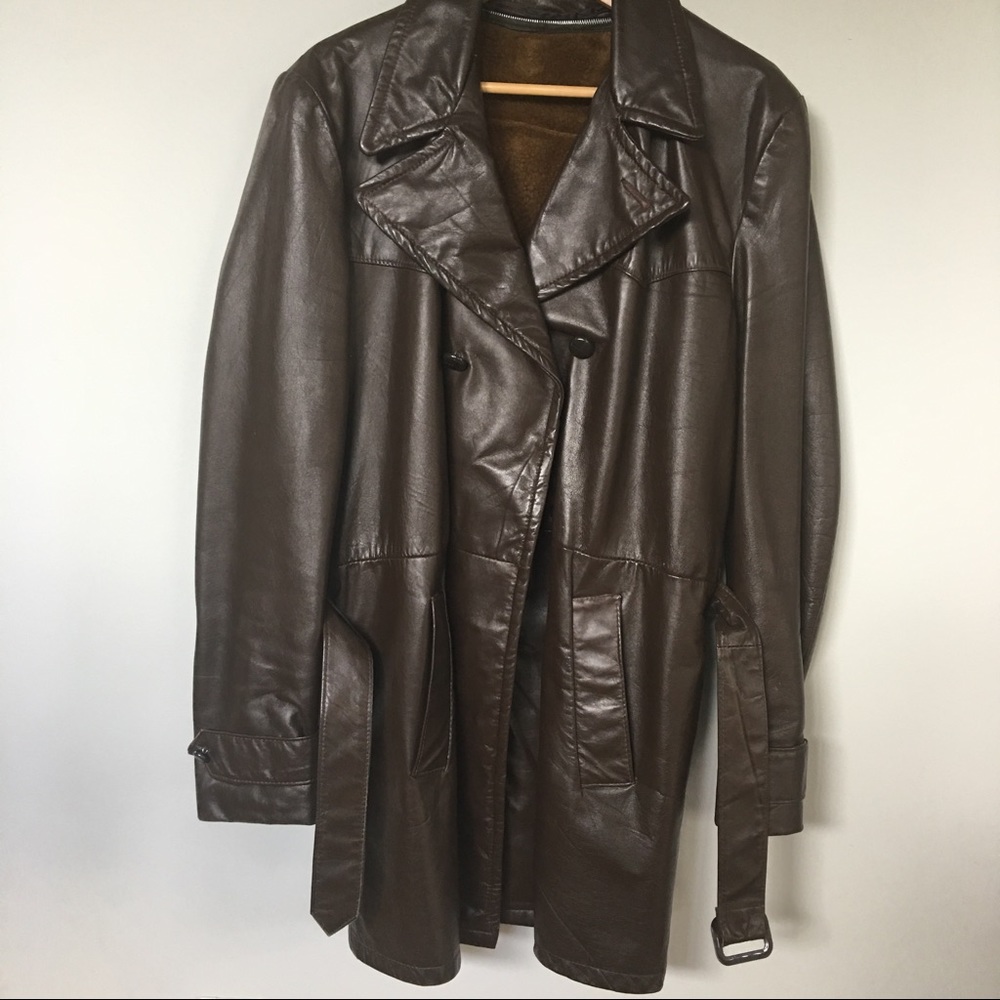 Vintage Belted Leather Trench