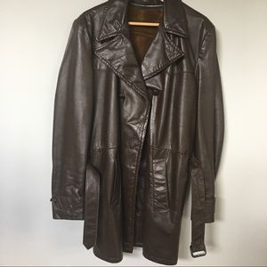 Vintage Belted Leather Trench
