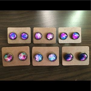 Set of 6 brand new stud earrings - universe theme