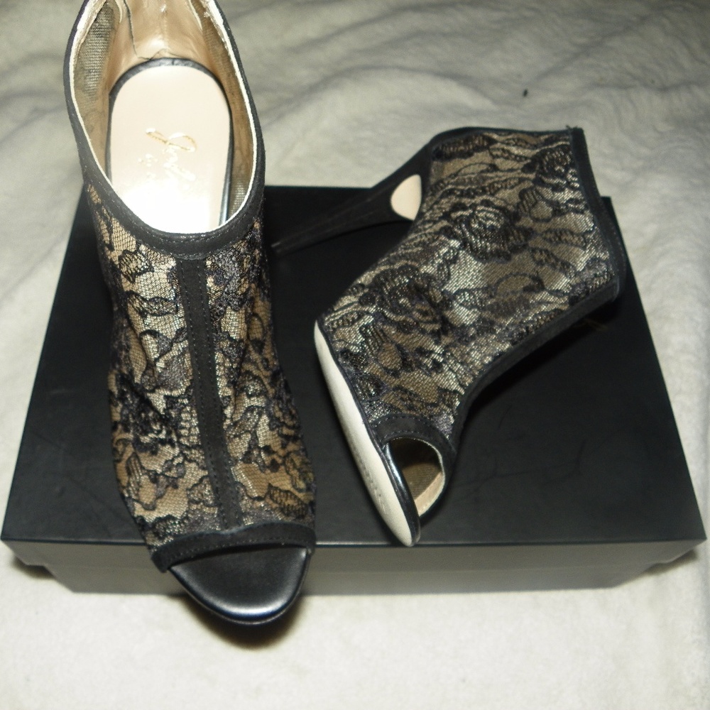 Jolie by Edward Spiers Lace Peep-Toe Ankle Boots