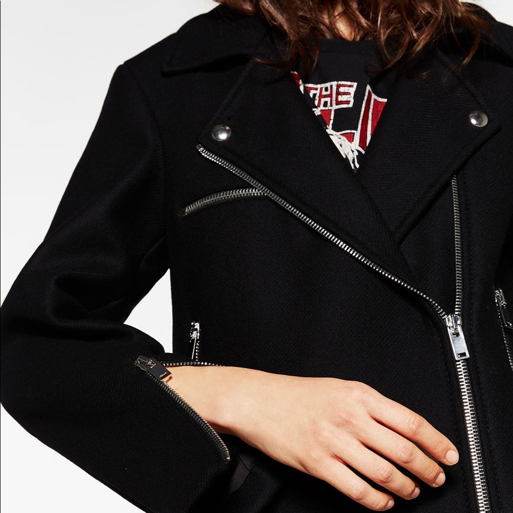 SOLD- NEW Zara oversized biker zip wool coat - Picture 5 of 5