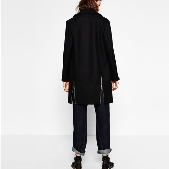 SOLD- NEW Zara oversized biker zip wool coat - Picture 4 of 5