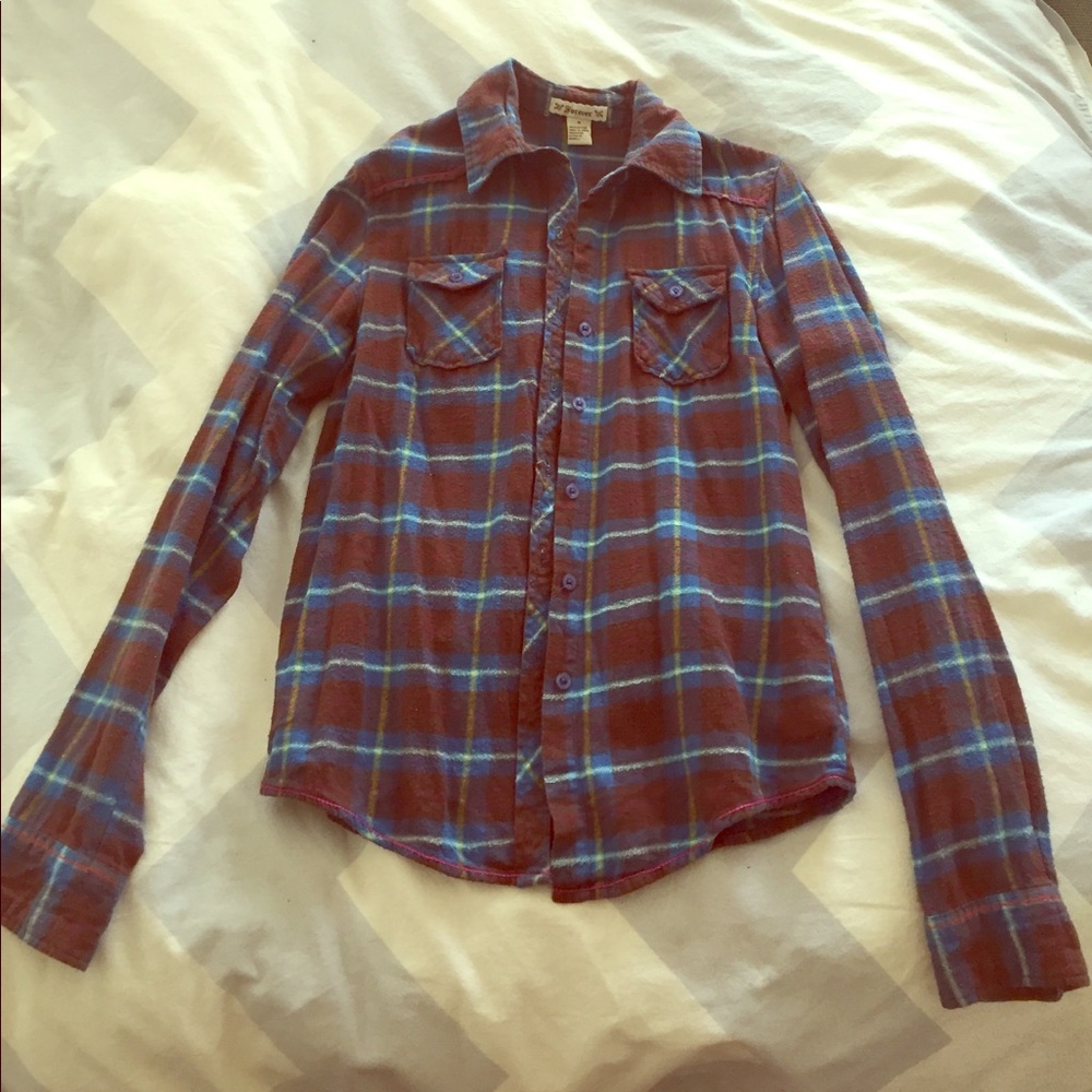 Forever 21 blue flannel size medium