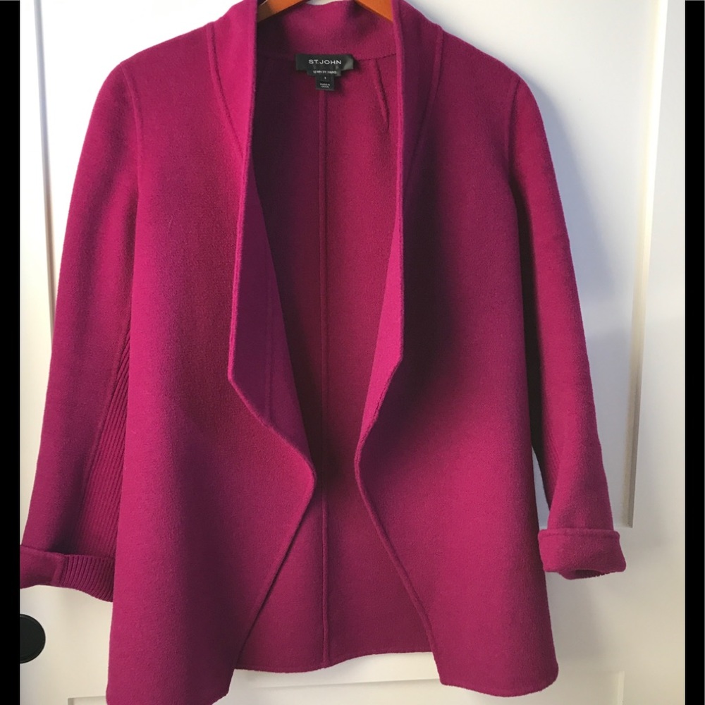 St John Angora Cashmere Wool Blend Coat