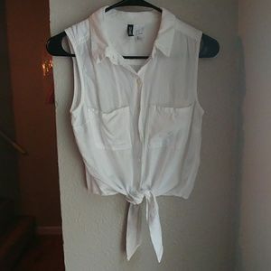 White button down crop top
