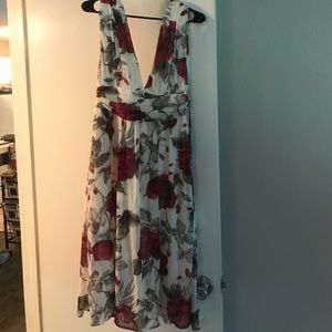 Midi length white and red rose sundress