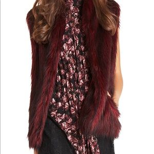 BCBGeneration FauxFur Vest in Deep Maroon/Mulberry