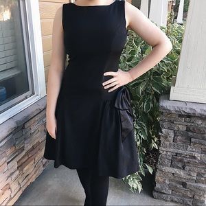 Black Dress Bow and Ruching