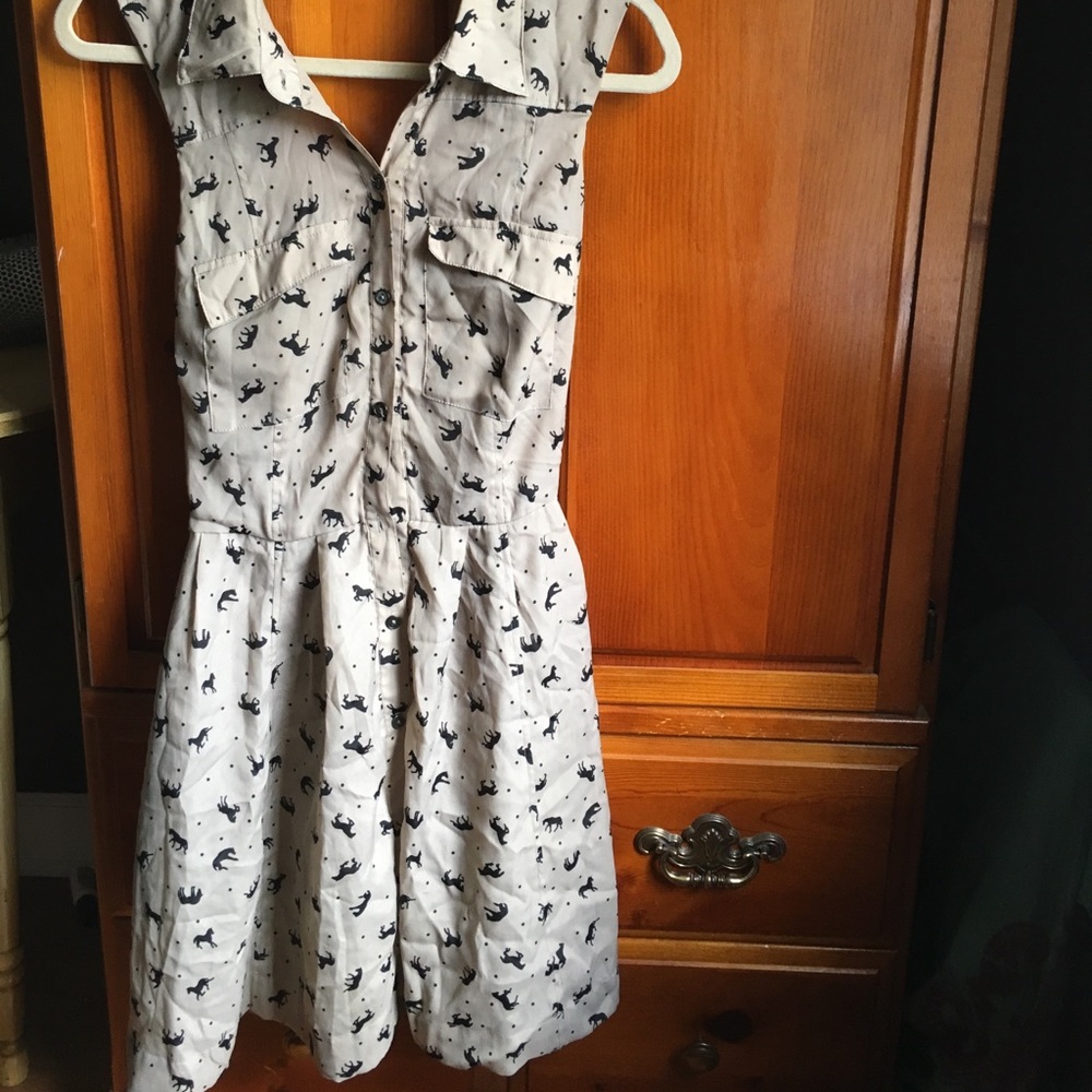 BCBG collar halter horse print dress