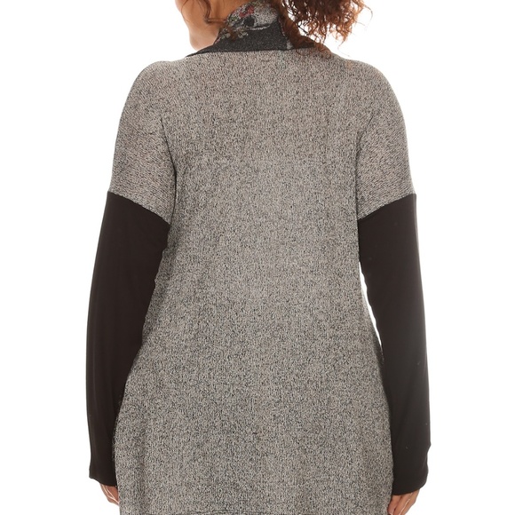 NEW PLUS 2 TONE SKULL ROSES CARDIGAN SWEATER TOP - Picture 3 of 5