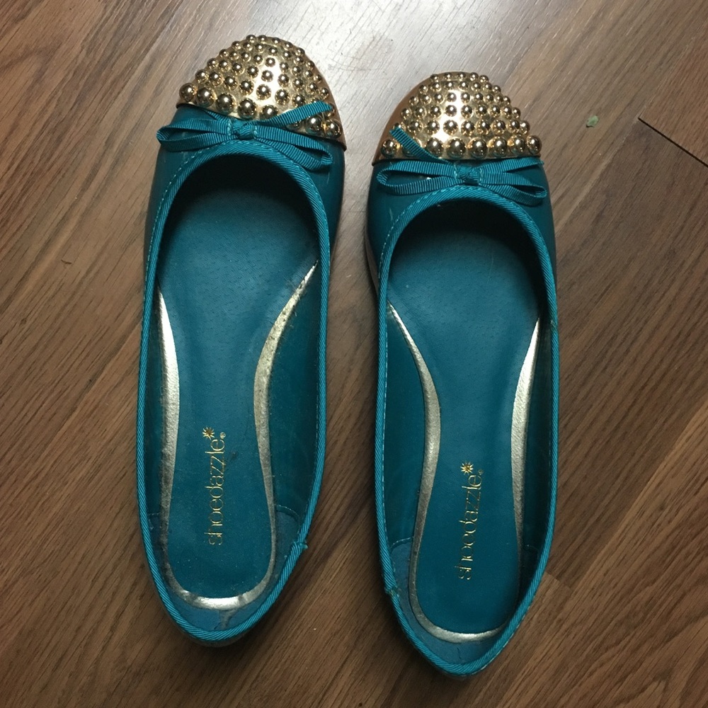 Teal and Gold Flats from ShoeDazzle