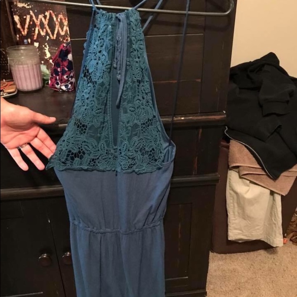 Blue lace romper